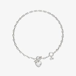 Guess In My Heart Crystal Heart Wave Charm T-Bar Necklace UBN04494RH