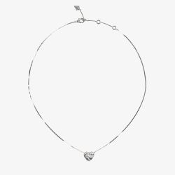 Guess In My Heart Silver Tone Crystal Wave Heart Snake Chain Necklace UBN04501RH