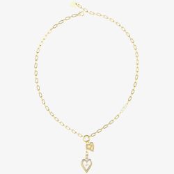 Guess Love Me Tender Crystal Two Heart Necklace UBN03234YGRH