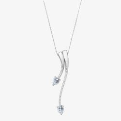 Fei Liu Sterling Silver Cubic Zirconia Two Shooting Stars Pendant Necklace STR-925R-303-CZ00