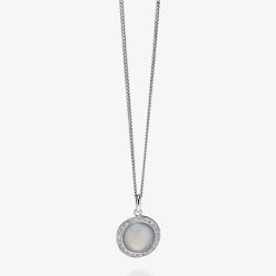 Fiorelli Ladies Silver Round Lavender Chalcedony Pavé Pendant P4240