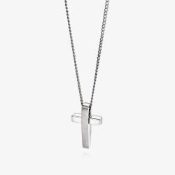 Fred Bennett Stainless Steel Matte Polished Cross Pendant P2542