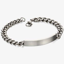 Fred Bennett Stainless Steel Diamond Cut ID Chain Bracelet B4987