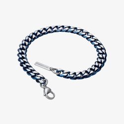 Fred Bennett Blue Tone Stainless Steel Flat Curb Chain Bracelet B5568L
