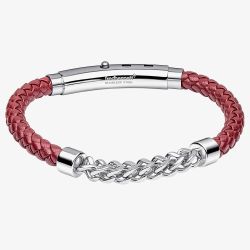 Fred Bennett Burgundy Leather Chain Detail Bracelet B5623