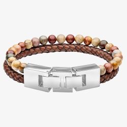 Fred Bennett Red Turquoise Brown Leather Bracelet B5636