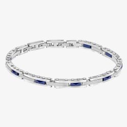 Fred Bennett Stainless Steel Blue Ceramic Link Bracelet B5631