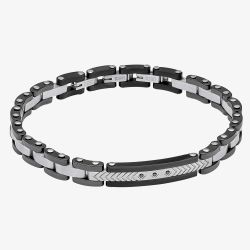 Fred Bennett Stainless Steel Black Ceramic Link Bracelet B5630
