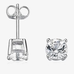 Fred Bennett Mens Silver Crystal Stud Earrings E2657C