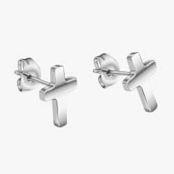 Fred Bennett Stainless Steel Cross Stud Earrings E6565