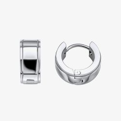 Fred Bennett Stainless Steel Polished Huggie Hoop Earrings E6567