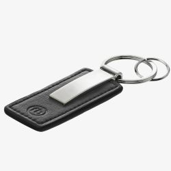 Fred Bennett Stainless Steel Black Leather Logo Embossed Key Ring Y2625