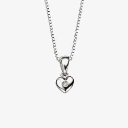 D For Diamond Silver Heart Diamond Pendant Necklace P620