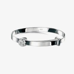 D For Diamond Sterling Silver White Daisy Baby Bangle B4316