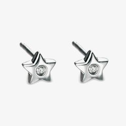 D For Diamond Silver Diamond Set Star Stud Earrings E573