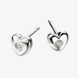 D For Diamond Silver Diamond Heart Stud Earrings E572