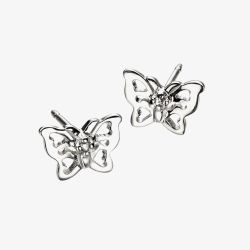D For Diamond Silver Filigree Butterfly Stud Earrings E3910
