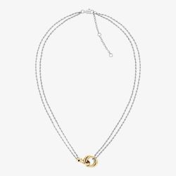 Tommy Hilfiger Two Tone Nautical Knot Double Chain Necklace 2780989