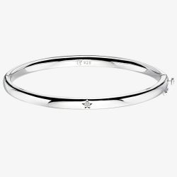 Little Star Xandra Silver Diamond Baby Bangle LSB0030