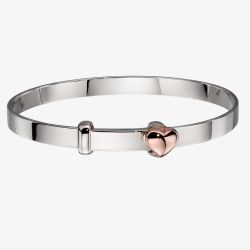 Little Star Fleur Silver & Rose Gold Plated Heart Baby Bangle LSB0212