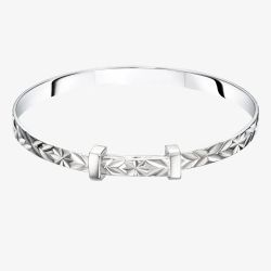 Little Star Maeve Silver Diamond Cut Pattern Baby Bangle LSB0481