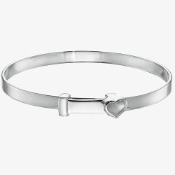 Little Star Pearl Mother Of Pearl Silver Heart Baby Bangle LSB0564