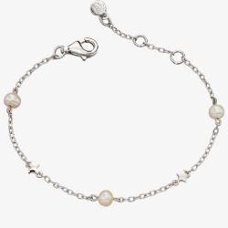 Little Star Girls Anja Silver Pearl Star Bracelet LSB0038