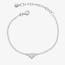 Little Star Betty Childrens Silver Mother Of Pearl Heart Bracelet LSB0580