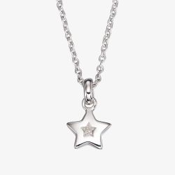 Little Star Kirsty Girls Silver Diamond Star Pendant Necklace LSN0009
