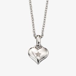 Little Star Girls Bella Silver Diamond Heart Pendant Necklace LSN0010
