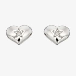 Little Star Girls Suri Silver Diamond Heart Stud Earrings LSE0031