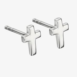 Little Star Girls Eden Silver Cross Stud Earrings LSE0528