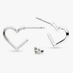 Kit Heath Love Silver Heart Half Hoop Earrings 40531RP
