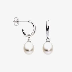 Kit Heath Coast Pebble Pearl Droplet Semi Hoop Earrings 50183FP