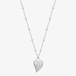 Kit Heath Desire Kiss Precious Pavé Heart 18 Inch Ball Chain Necklace 90511WT
