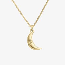 Little Star Alya 9ct Yellow Gold Diamond Moon Pendant Necklace LSN0617