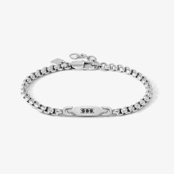 Nomination ManVision Steel & Three Black Cubic Zirconia Chain Bracelet 133018/007