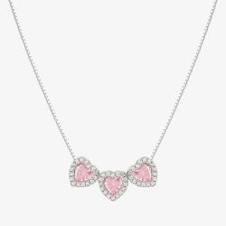 Nomination All My Love Sterling Silver Three Pink Heart Necklace 240303/002