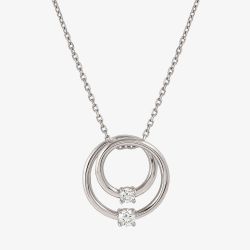 Nomination Cosmic Love White Rhodium Cubic Zirconia Large Double Circle Pendant Necklace 241708/053