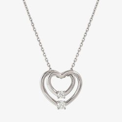 Nomination Cosmic Love White Rhodium Cubic Zirconia Large Double Heart Pendant Necklace 241708/004