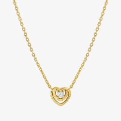 Nomination CosmicLove Gold Tone Cubic Zirconia Double Heart Necklace 241706/006