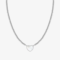 Nomination Emosfere Silver Tone Mother Of Pearl Heart Ball Bead Necklace 134206/036