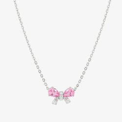 Nomination Shine Me Up Silver Pink & White Cubic Zirconia Bow Necklace 241902/009