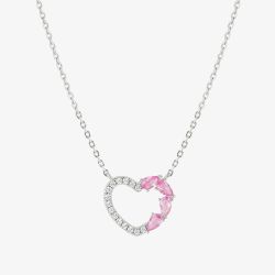 Nomination Shine Me Up Silver Pink & White Cubic Zirconia Heart Necklace 241902/004