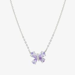 Nomination Shine Me Up Silver Lilac & White Cubic Zirconia Butterfly Necklace 241902/006
