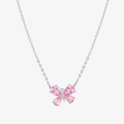 Nomination Shine Me Up Silver Pink & White Cubic Zirconia Butterfly Necklace 241902/007