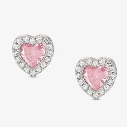 Nomination All My Love Sterling Silver Pink Heart Stud Earrings 240304/002