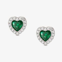 Nomination All My Love Sterling Silver Green Heart Stud Earrings 240304/014