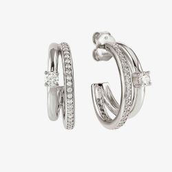 Nomination Cosmic Love White Rhodium Cubic Zirconia Half Hoop Earrings 241712/001
