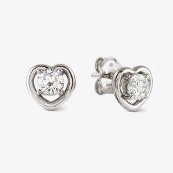 Nomination Cosmic Love White Rhodium Cubic Zirconia Heart Studs Earrings 241710/004